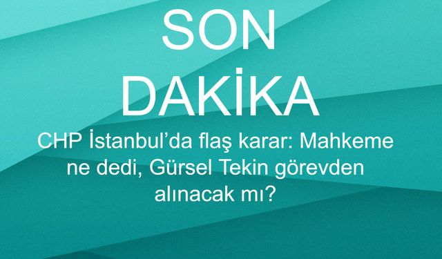 Son dakika! CHP İstanbul’da flaş karar: Mahkeme ne dedi, Gürsel Tekin görevden alınacak mı?